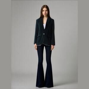 Jenni Kayne Size M Double Button Corduroy Blazer Jacket Dark Blue Classic Preppy